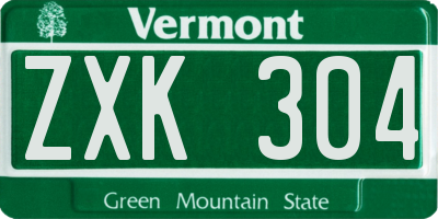 VT license plate ZXK304