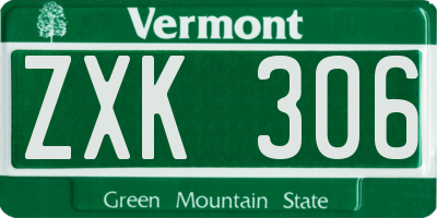 VT license plate ZXK306
