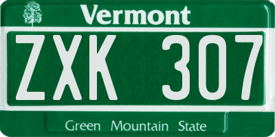 VT license plate ZXK307