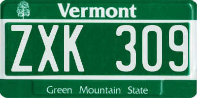 VT license plate ZXK309