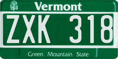 VT license plate ZXK318