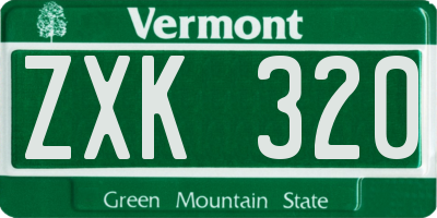 VT license plate ZXK320