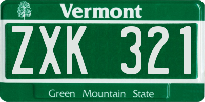 VT license plate ZXK321