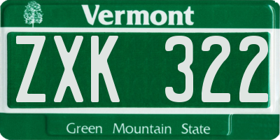 VT license plate ZXK322
