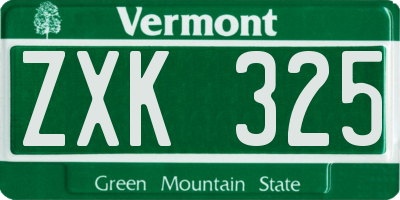 VT license plate ZXK325