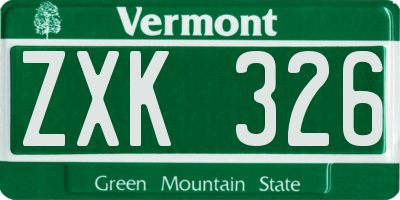 VT license plate ZXK326