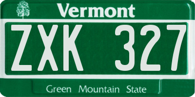 VT license plate ZXK327
