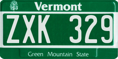 VT license plate ZXK329