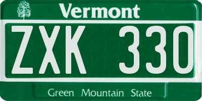 VT license plate ZXK330