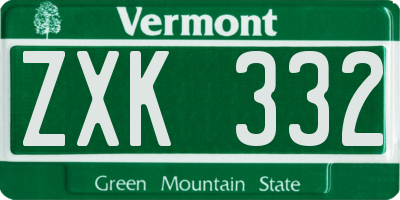 VT license plate ZXK332