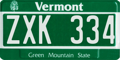 VT license plate ZXK334