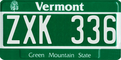 VT license plate ZXK336