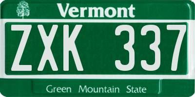 VT license plate ZXK337