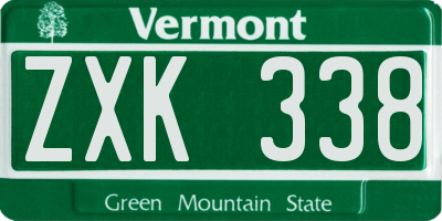 VT license plate ZXK338