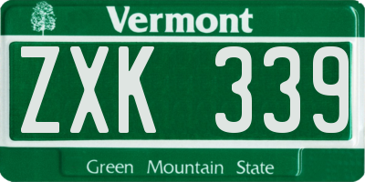 VT license plate ZXK339