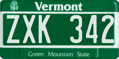 VT license plate ZXK342