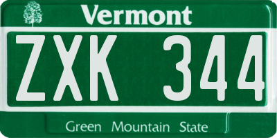 VT license plate ZXK344