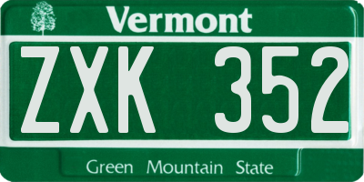 VT license plate ZXK352