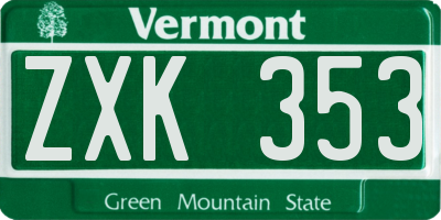 VT license plate ZXK353