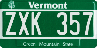 VT license plate ZXK357