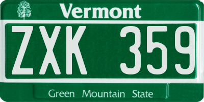 VT license plate ZXK359