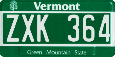VT license plate ZXK364