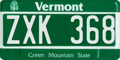 VT license plate ZXK368