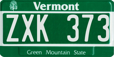 VT license plate ZXK373