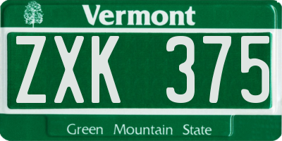 VT license plate ZXK375