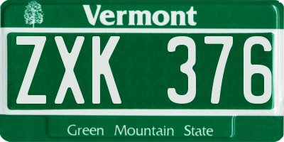 VT license plate ZXK376
