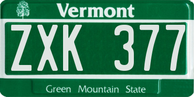 VT license plate ZXK377
