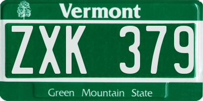 VT license plate ZXK379
