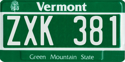 VT license plate ZXK381