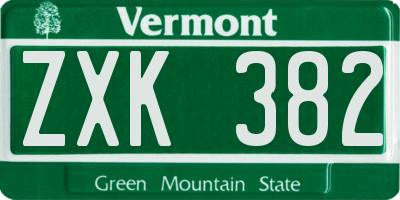 VT license plate ZXK382