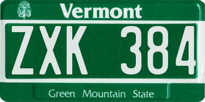VT license plate ZXK384