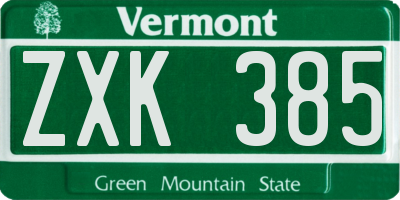 VT license plate ZXK385