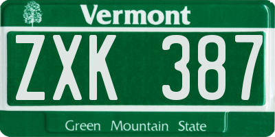 VT license plate ZXK387
