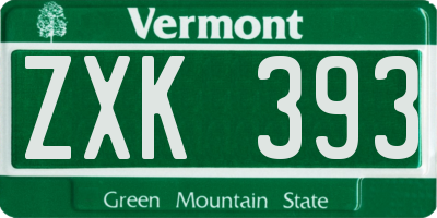 VT license plate ZXK393