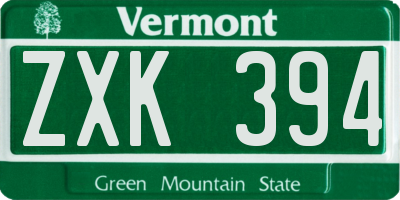 VT license plate ZXK394