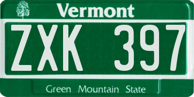 VT license plate ZXK397