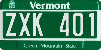 VT license plate ZXK401