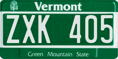VT license plate ZXK405