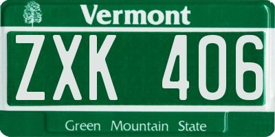 VT license plate ZXK406