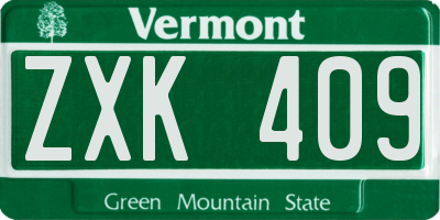 VT license plate ZXK409