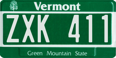 VT license plate ZXK411