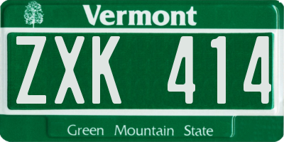 VT license plate ZXK414