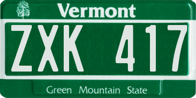 VT license plate ZXK417