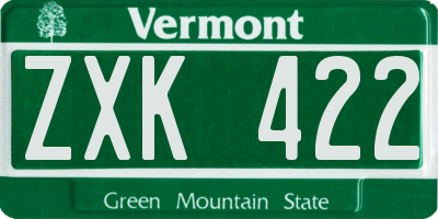 VT license plate ZXK422
