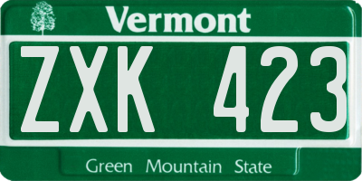 VT license plate ZXK423
