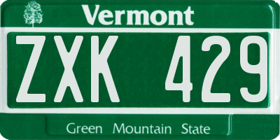 VT license plate ZXK429
